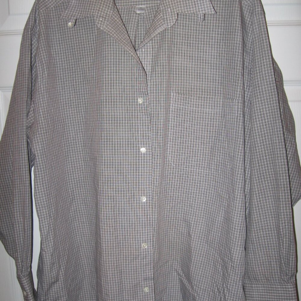 Meeting Street Gray Checked Dress Shirt Men's 16 32/33